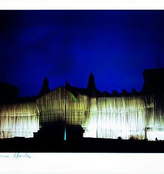 Christo Reichstag Westfassade tiefe Nacht