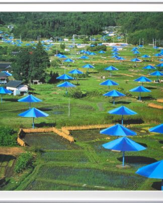 Christo The Umbrellas Blau handsigniert gerahmt