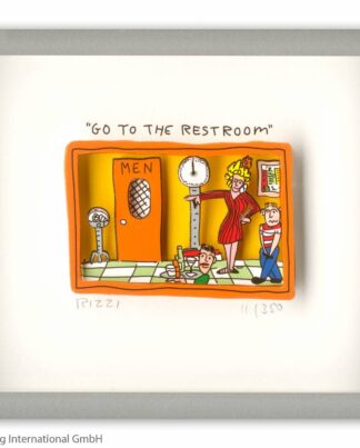 James Rizzi Go to the restroom gerahmt