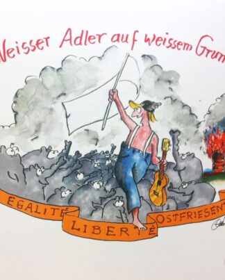 Otto Waalkes Weißer Adler auf weißem Grund, gerahmt