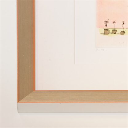 Silberner Holzrahmen mit orangefarbener Kante | 40 x 40 cm