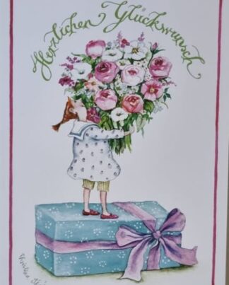 Christina Thrän Herzlichen Glückwunsch Rose Briefkarte